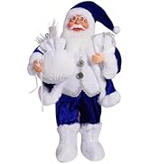 VIVIANYO HD 12" Christmas Santa Figurines Standing Santa Claus Figure Wearing Blue Coat Clothes, ...