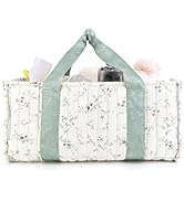 CEUTNIZ Floral Versatile Car Storage Basket Quilted Floral Baby Diaper for Car,Home and On-the-Go...