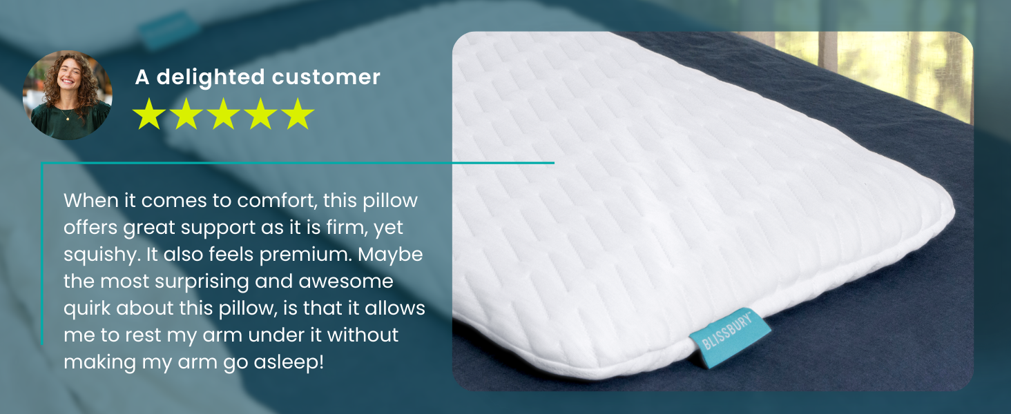 Pillow Side sleeper stomach belly thin profile memory foam cooling ergonomic hypoallergenic pain