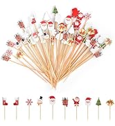 Haundry 125pcs 5in Christmas Cocktail Picks Christmas Tree Snowman Santa Claus Reindeer Christmas...