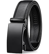 BOSTANTEN Mens Belt Leather Ratchet Dress Belt with Sliding Adjustable Buckle, Trim to Fit