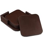 Londo Leather Coasters (Set of 4) - Non-Slip Surface (Dark Brown)