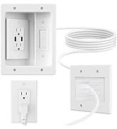 in Wall Cable Management Kit with Brush Wall Plate,AC Outlets & USB Ports,9ft Cord,Hide Cords Rec...