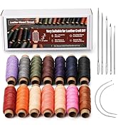 KAQRHFT 0.55 mm Polyester Round Waxed Thread, 14 Colors 76 Yards Leather Sewing Waxed Thread with...