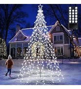Lomotech Christmas Tree Lights - 10Ft 404 LED with 7.08" Topper, Remote Controll Waterproof Iron ...