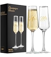 PARACITY Mr and Mrs Wedding Champagne Flutes Set of 2, Bride and Groom Champagne Glasses, Bridal ...