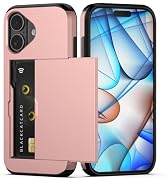 Nvollnoe Compatible with iPhone 17 Case with Card Holder Dual Layer Heavy Duty Protective Shockpr...
