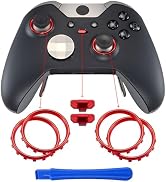 eXtremeRate Matte Chrome Red Accent Rings Accessories for Xbox One Elite Controller, Replacement ...
