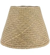 Mikikit Woven Seagrass Lamp Shade Large Lampshade Table Lamp Shade Cover for Home Decor Soft Light