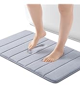 ROSMARUS Memory Foam Bath Mat 17” x 24”, Water Absorbent Shower Mat, Thick Bath Rugs for Bathroom...