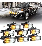 Xprite White Amber 20 LED Surface Flush Mount Grille Emergency Strobe Lights Kit Ultra Slim Deck ...