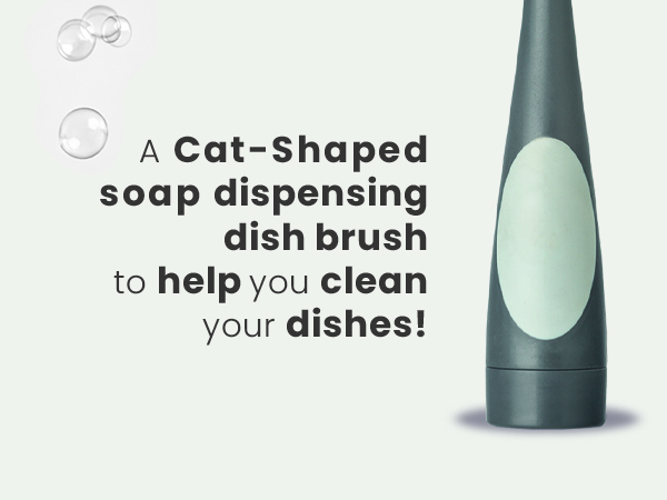 Built-in soap dispenser just press the cat's belly.
