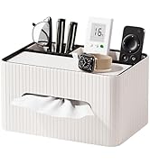 KINGFOM Leather Tissue Box Cover with Storage Tray, Decorative Tissue Box Holder Organizer for Of...