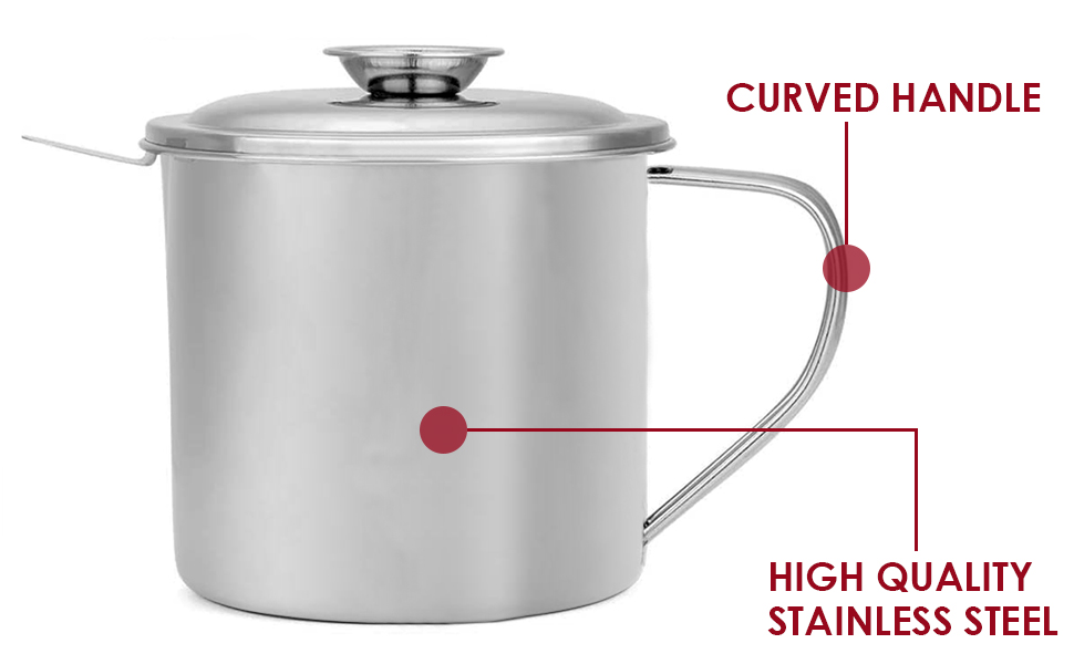 KEISSCO Stainless Steel Bacon Grease Container with Strainer