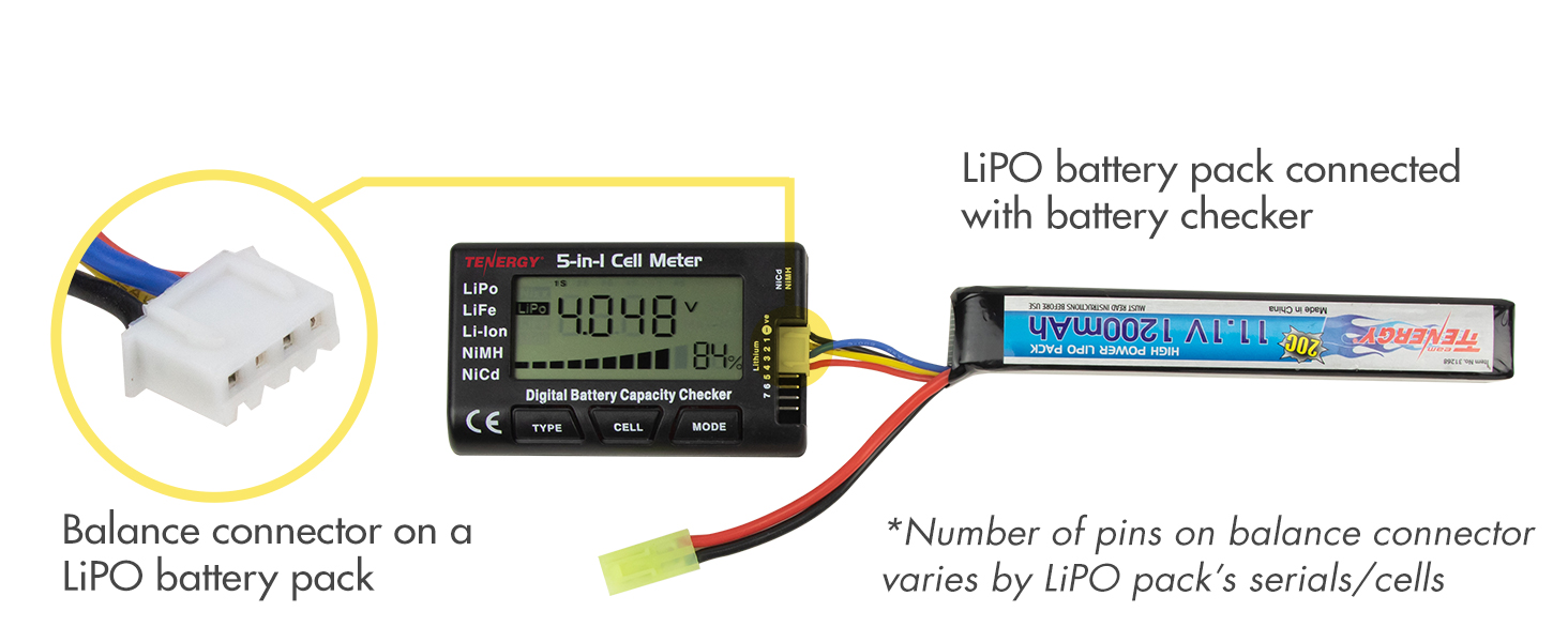 Connect LiPO battery packs with the balance port