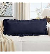 KKJIAF Navy Blue Lumbar Pillow Covers 14x36 Inch Set of 1, Microfiber Ruffled Pillow Shams, Ruffl...