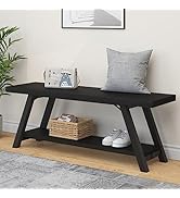 LVB Black Bench, Modern Storage Bench for Bedroom, Wood Metal Entryway Bench for Hallway Dining L...