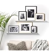 xympo 36" Metal Picture Ledge, Wall Mounted Floating Shelf - White (Set of 2)