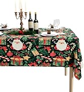 AUSSPVOCT Deer Gift Printed Christmas Tablecloth - Cloth Rectangle Table Cloth for Party Decorati...