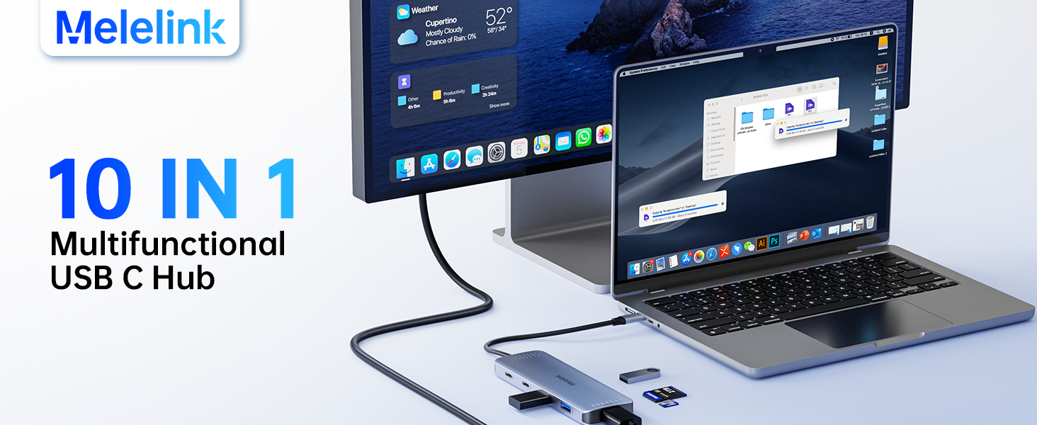 USB C Hub Multiport Adapter for MacBook Pro Air 2023 USB C Dongle USBC Dock Mac HDMI Adapter