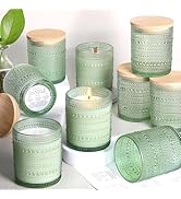 DARJEN 12 Pack Green Candle Jars for Making Candles- 8 OZ Empty Glass Candle Making Jars with Bam...