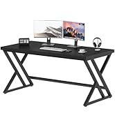 LVB Black Computer Desk, Modern Gaming PC Writing Desk for Home Office, Metal Computer Study Work...