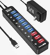 Powered USB 3.0 Hub, Atolla USB 3.0 Data Hub 11 Ports - 7 USB 3.0 Data Ports + 4 Smart Charging P...