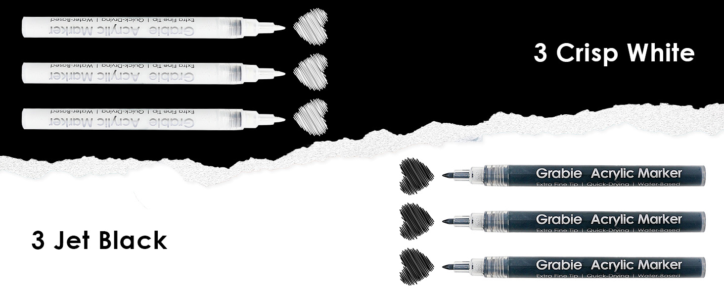 black acrylic markers