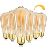 Kondras 7W Dimmable LED Light Bulbs, 60Watt Equivalent Edison Bulbs, ST58 Amber Glass Vintage LED...
