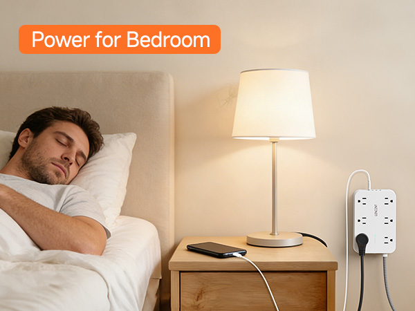 2 Prong Power Strip for Bedroom