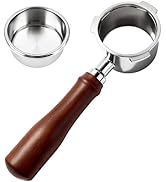 ShanSon Espresso 51mm Bottomless Portafilter with Stainless Steel 3 Ears Filter Basket,Natural Wo...