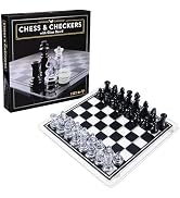 Spin Master Games, Cardinal Classics, Black and Clear Chess & Checkers Set with Glass Gameboard, ...