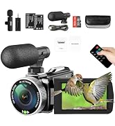 Weochi 4K Video Camera Camcorder - 48MP 30FPS with Wireless Lavalier Mic & External Mic | 3" Ultr...