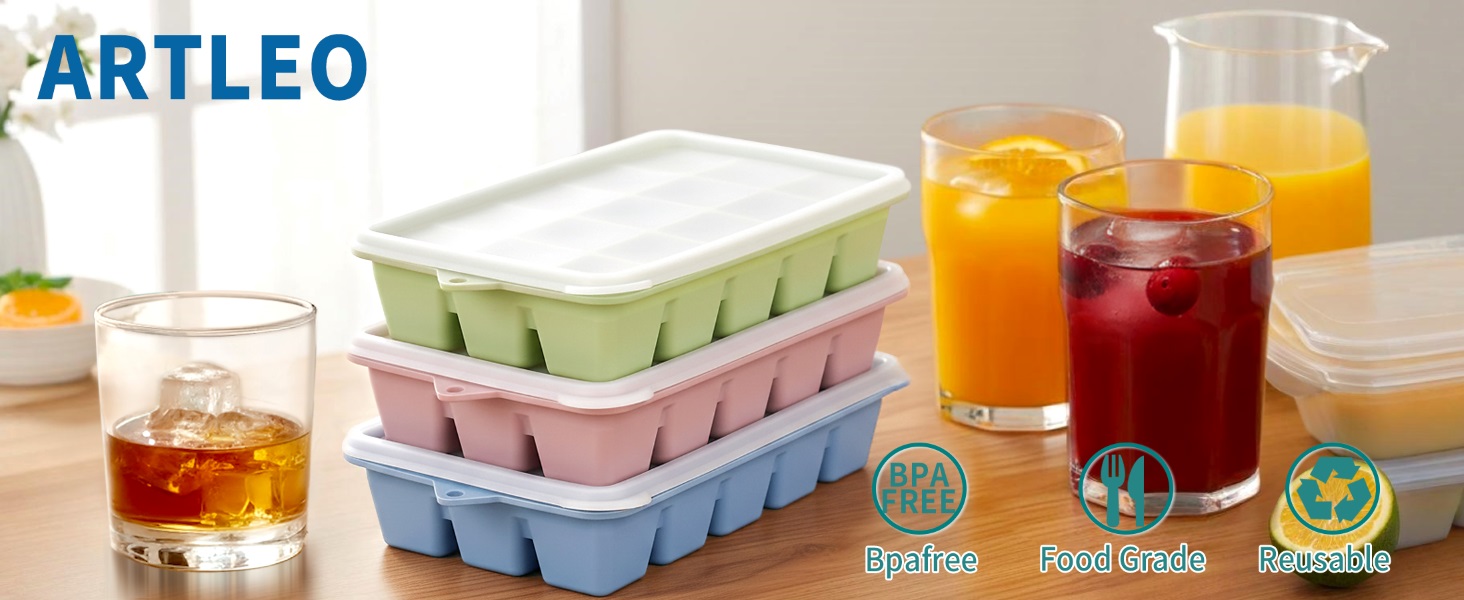 Ice cube tray with lid for ice drinks cocktails ice coffe.