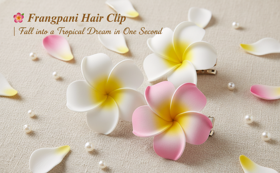 Hawaiian Frangipani Plumeria Foam Hair Clips