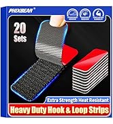 PHIXBEAR 20 Sets Super Adhesive Hook and Loop Strips Heavy Duty, Heat Resistant Waterproof, Outdo...