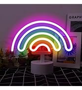 AurGun Rainbow Neon Sign with Holder Base, Rainbow Led Neon Light for Kids' Room, Tablelet Night ...