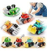iPlay, iLearn Stunt Construction Trucks for Toddlers 1-3, Baby Push Go Friction Cars, Kids Pull B...