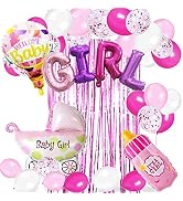 Party Balloon Girl Baby Shower Decorations Gender Reveal Party Supplies Pink Foil Curtain for Par...