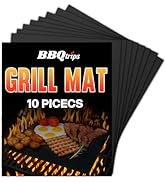 BBQtrips Grill Mats for Outdoor Grill, (10 pcs) Non Stick BBQ Grill Mat Baking Mats, BBQ Grilling...