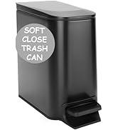Homie Soft Close, Slim Trash Can 6 Liter / 1.6 Gallon with Anti - Bag Slip Liner and Lid, Use as ...