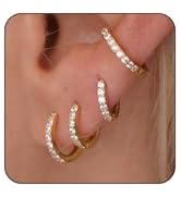 CAROVO 3/4/5/6 Pairs Earrings Set for Women Girls, Dainty 14K Gold/Silver Plated CZ Cartilage Ear...