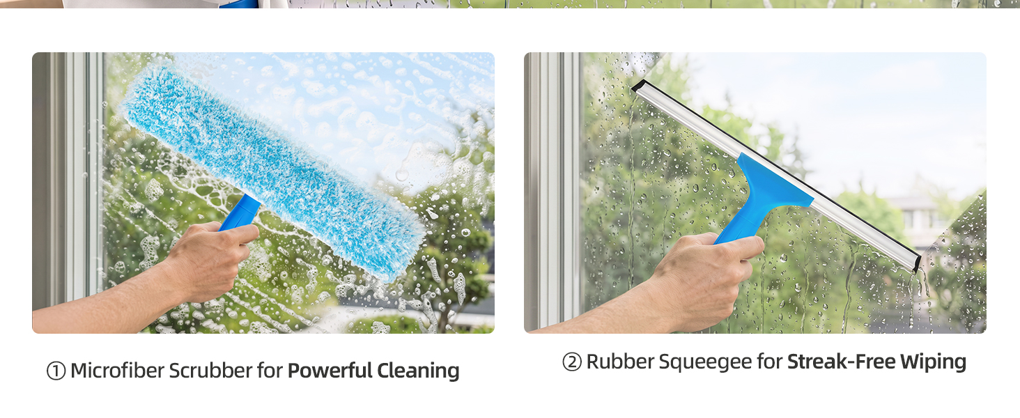 MR.SIGA Professional Window Squeegee & Microfiber Window Scrubber