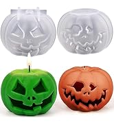 HUAKENER 2 Pack Pumpkin Candle Molds, 3D Halloween Candle Molds, Pumpkin Silicone Mold for Epoxy ...