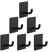 Vanloory Bath Towel Hooks - 6 Pack Strong Self Adhesive Coat/Clothes Hooks, No Drilling Sticky Ho...