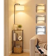 OUTONLIFE Corner Floor Lamp with Table, Standing Lamp with Side Table | Dimmable Floor Lamp with ...