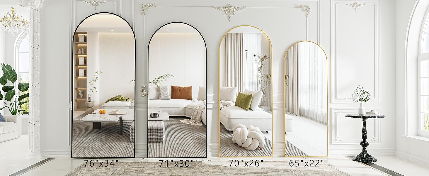 76x34 71x30 70x26 65x22 in Floor length mirror gold and black