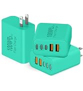 QZIIW USB C Wall Fast Charger Block, 100W 5-Port Type C Fast Charging Block 3 Pack-PD Power Charg...