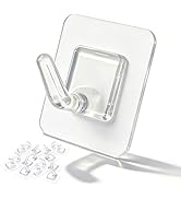 Fzundken 20 Pack Adhesive Wall Hooks for Hanging, Clear Adhesive Towel Coat Hooks, Damage Free St...