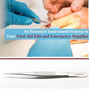 Premium Quality Stainless Steel Precision Serrated LAB Medical Tweezer First Aid Emergency Kit Tools
